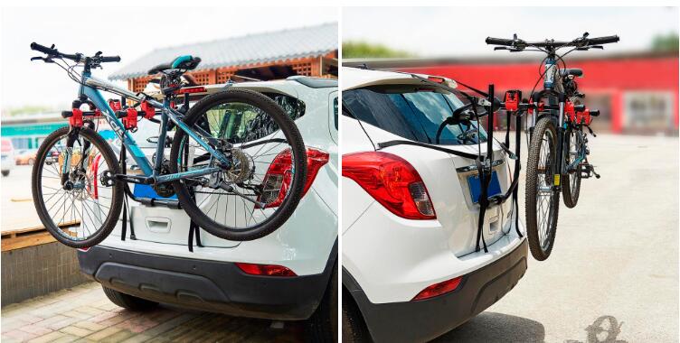 Bike Rack Car SUV Holds 3 Bicycle Rear Trunk Carrier Mount Folds Red Foldable 