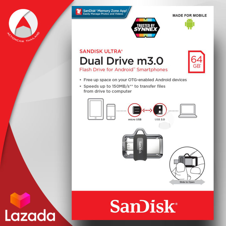 sandisk-ultra-dual-drive-m3-0-64gb-sddd3-064g-g46-แฟลชไดร์ฟ-สำหรับ-สมาร์ทโฟน-และ-แท็บเล็ต-android-เมมโมรี่-แซนดิส