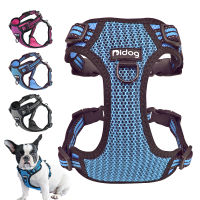 สายรัดสุนัขไนลอนสะท้อนแสง Bull Dog Harness Step In No Pull Pug Harnesses ปรับได้สำหรับสุนัขขนาดกลางขนาดเล็ก Pitbull Puppy