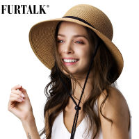 [hot]FURTALK Straw Summer Hat Women Sun Beach Hat with Wind Lanyard Wide Brim UPF 50+ Foldable Sun Protection Beach Hat 【hot】