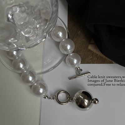 [COD] Baroque T-shaped buckle pearl necklace ins style simple temperament fashion bracelet personality trendy design sense wholesale