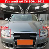 ที่ครอบไฟหน้ารถสำหรับ Audi A6 C6 2004-2011ฝาปิดเลนส์กระจกกรอบไฟหน้ารถยนต์แบบใสฝาครอบโคมไฟหลอดไฟหน้า