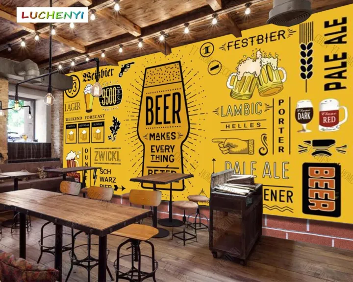 Custom beer yellow fast food shop 3d wallpaper mural,restaurant bar dining room cafe wall papers sticker | Lazada PH Custom beer yellow fast food shop 3d wallpaper mural,restaurant bar dining room cafe wall papers sticker | Lazada PH
