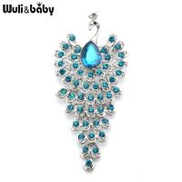 ❈✿  Wuli baby Big Rhinestone Peacock Brooches 3-color Weddings Office Brooch Pins Gifts