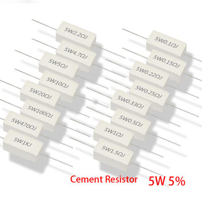 Onto 2023 March10pcs 5W 5 Cement Resistor Power Resistance 0.1~10K 0.5R 1R 10R 100R 0.22 0.33 0.5 1 2 5 8 10 15 20 25 30 100 1K 10 ohm