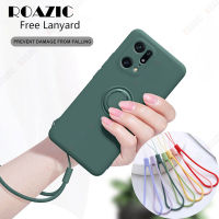 ROAZIC ที่ยึดสายคล้องแบบมีเคสโทรศัพท์ออปโป้ไฟนด์ X5 Pro 5G/X3/X3 Pro วงแหวนปลอกซิลิโคนของเหลวแบบนิ่มกรอบด้านหลังมีที่ยึดกันกระแทก