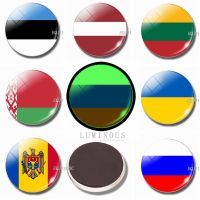 ❅ 30 MM Glass Refrigerator Magnet Luminous Fridge Magnets Flag Estonia Latvia Lithuania Belarus Russia Ukraine Moldova