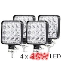 4ชิ้นแท่ง Led 48W ไฟขับรถ12V 24V สำหรับรถยนต์4X4รถบรรทุกรถจี๊ป Atv Utv เรือทางวิบากไฟอุปกรณ์เสริมรถยนต์ Ip68บาร์ Led