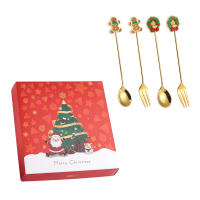 4pcs/6pcs Fork Home Decorations Tableware Christmas Kitchen Accessories Stainless Steel Doll Spoon