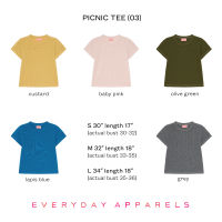 PREORDER EVERYDAY APPARELS picnic tee03 เสื้อยืดผ้าบางพอดีตัว