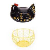 Eggs Holder Basket Organizer Storage Ceramic Fruit Container Kitchen Hen Decor Basket Chicken Shape Ceramic