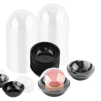 50 Pack Clear Plastic Mini Cupcake Container, Individual Packaging Treat Boxes with Dome Lids for Mini Muffin Macaron