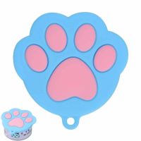 Silicone Can Cover Pet Food Can Lids With Cute Footprint Kawaii Can Lids Covers For Dog And Cat Canned Food