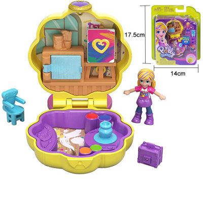 Original Polly Pocket Mini Toys Box World with Accessories Doll Houses Toys for Girls Reborn Juguetes Mini Doll Miniature House