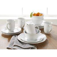 16-Piece Carnaby Scalloped Dinnerware Set, White Dinner Plates