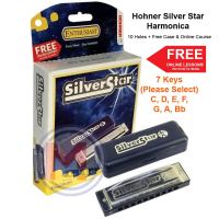 Hohner Silver Star 10-Hole Harmonica 504/20 ***FREE! Hard Case &amp; Online Course*** Available in C, D, E, F, G, A, Bb