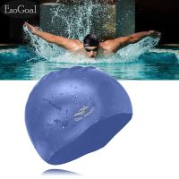 EsoGoal Swim Cap Long Hair Swimming Cap Waterproof Silicone Hat for Adult Woman and Men Dark Blue Swim Caps