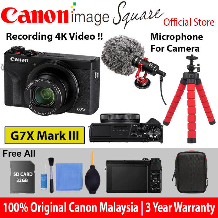 Youtuber Combo !! Canon Powershot G7X III GX7 Mark III compact camera Recording 4K Video ( Black