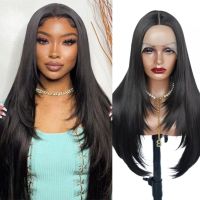 【LZ】❡  Butterfly Haircut Wig Layered Wig Synthetic Straight Wigs For Women Lace Wig Pre Plucked Black Natural Hair Heat Resistant Fiber