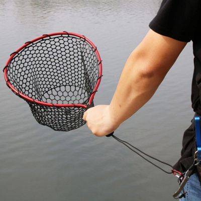 Silicone Fishing Net Soft Fish Landing Net Aluminium Eva 50x30 Fishing Tools Accessories Handle Alloy Fish Pole F5y0
