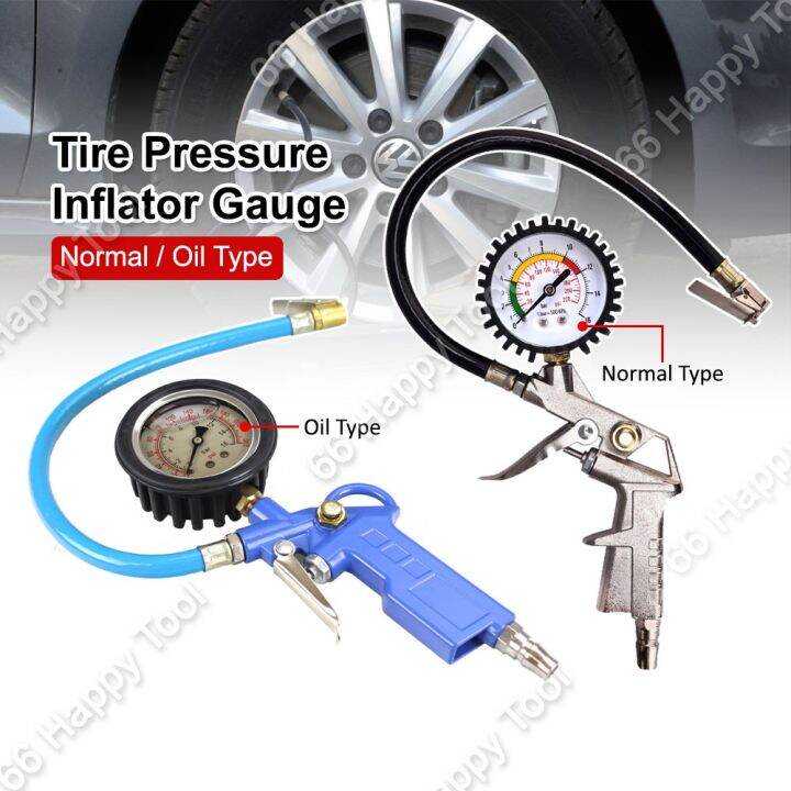 Automotive 220PSI Tire Air Pressure Inflator Gauge Car Normal Oil