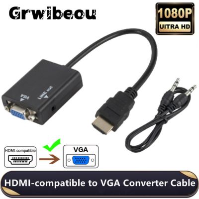 ◕✣ﺴ 1080P HDMI-compatible to VGA Converter Adapter Cable With Audio For PC Laptop to HDTV Projector HDMI-compatible to VGA Adapter