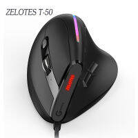 (ในสต็อก) ZELOTES T-50สายแนวตั้ง RGB เมาส์สำหรับเล่นเกมออปติคอลเมาส์9ปุ่ม12800จุดต่อนิ้วปรับสำหรับพีซีคอมพิวเตอร์แล็ปท็อปสก์ท็อปโน๊ตบุ๊ค **