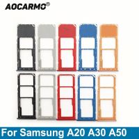 Aocarmo ซิมการ์ดเหมาะสำหรับใส่ซิม Samsung Galaxy A20 A30ซิมเดียว A50ซิมคู่พลาสติกนาโนที่ใส่ซิมช่องใส่ไมโคร SD ถาดใส่ซิมการ์ด