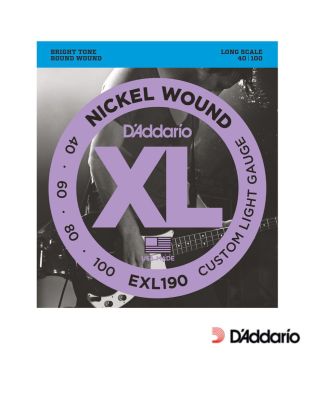 DAddario  EXL190 สายกีตาร์เบส 4 สาย แบบนิกเกิล ของแท้ 100% (Custom Light, 40-100) ** Made in USA **