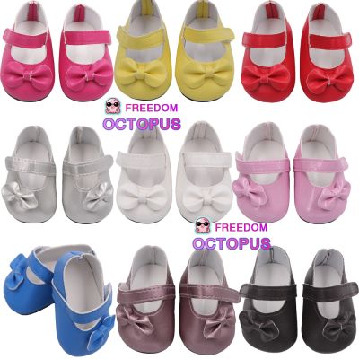 【YF】✑▪  Hot Sale 7cm Bow-knot Shoes 18Inch Dolls Pu Leather  43cm New Baby 1/3 BJD