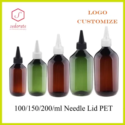 10/20/50pcs 100ml 150ml 200ml Brown Plastic Bottle With Needle Lid Empty Green PET Refill Bottle Dropper Lid Container HZ62801