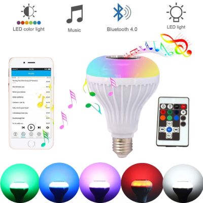 【คลังสินค้าพร้อม】Zir MAll RGB หลอดไฟ LED ลำโพงบลูทูธ APP รีโมทคอนโทรลเปลี่ยนสีไฟ Led ควบคุมเสียงแสงเพลงแสงโคมไฟกลางคืนพร้อมรีโมทคอนโทรลสำหรับงานปาร์ตี้ตกแต่งบ้านห้องนอน