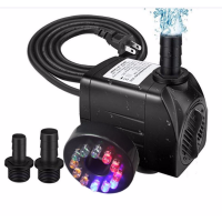 Aquarium water pump 220v 10w waterfall fountain LED light water pump colorful gradient multi-function Submersible pond pump