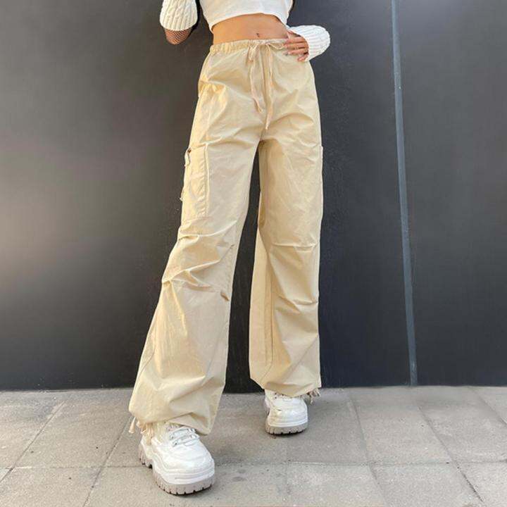 women-slacks-quick-drying-sports-pants-versatile-lightweight-simple-oversized-fit-big-pockets-cargo-pants