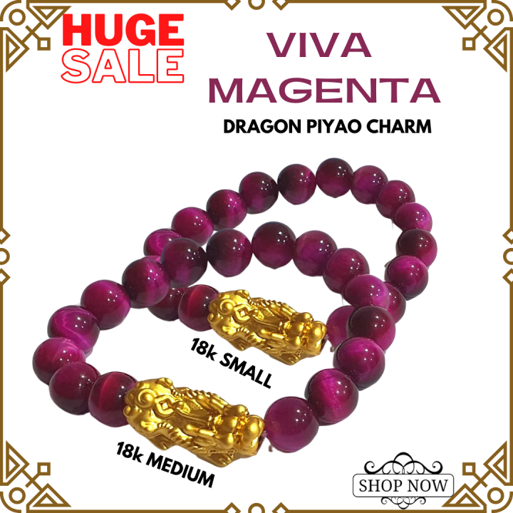 Viva Magenta Dragon PiYao 2023 Color of the Year, Bracelet Charm