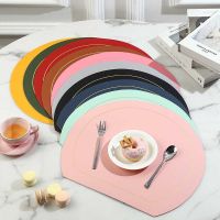 PU Leather Double Side Oil Water Resistant Non-slip Kitchen Placemat Coaster Insulation Pad Coffee Table Mat Home Decor 51026