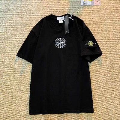 Stone Island เสื้อยืดแขนสั้นปักลายผู้ชาย T เสื้อ