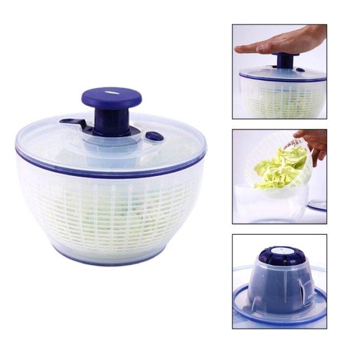 Manual Salad Sfotos Device Fruits Lettuce Vegetables Dryer Basket 