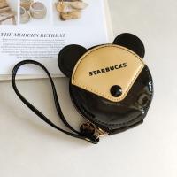 ✼♙ Round starbucks golden mouse shape Mickey head storage bag portable key bag change cartoon cute small bag