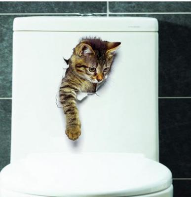 【SALE】 nancarenko1977 % รูดูแมวสดใส3D สติ๊กเกอร์ติดผนังโถส้วมห้องน้ำห้องนั่งเล่นห้องครัวตกแต่งสัตว์สติ๊กเกอร์ไวนิลโปสเตอร์ศิลปะ