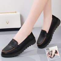 CODai424839 ?Ready Stock?New Womens Fashion Loafers Genuine Leather Casual Mary Jane Single Shoes Antiskid Flat Work Moccasin Shoes Women Slip Ons