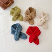 ๑  Candy Color Baby Knitted Scarf Autumn Winter Warm Scarves for Toddler Boy Girl Korean Ins Kids Children Cross Neckerchief