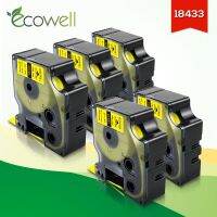 【No-profit】 Al Hasub Trading Ecowell 5PK 19มม. 18433ป้ายสำหรับ Dymo IND เทปไวนิลสีดำบนริบบิ้นสีเหลืองสำหรับ Dymo Rhino 4200 6000 5200เครื่องทำป้าย