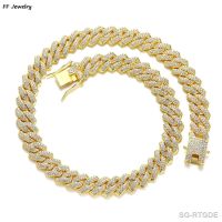 【hot】✾  13mm Men Hip hop Iced Out Prong Cuban Chain Necklace Paved Rhinestone Choker Fashion Jewelry