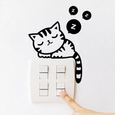 O•urHome [พร้อมส่ง] สวิตซ์ลูกแมว สติ๊กเกอร์ตกแต่ง สติ๊กเกอร์ติดผนังที่ถอดออกได้ สติ๊กเกอร์สวิตช์ ของตกแต่งบ้าน switch decorative sticker