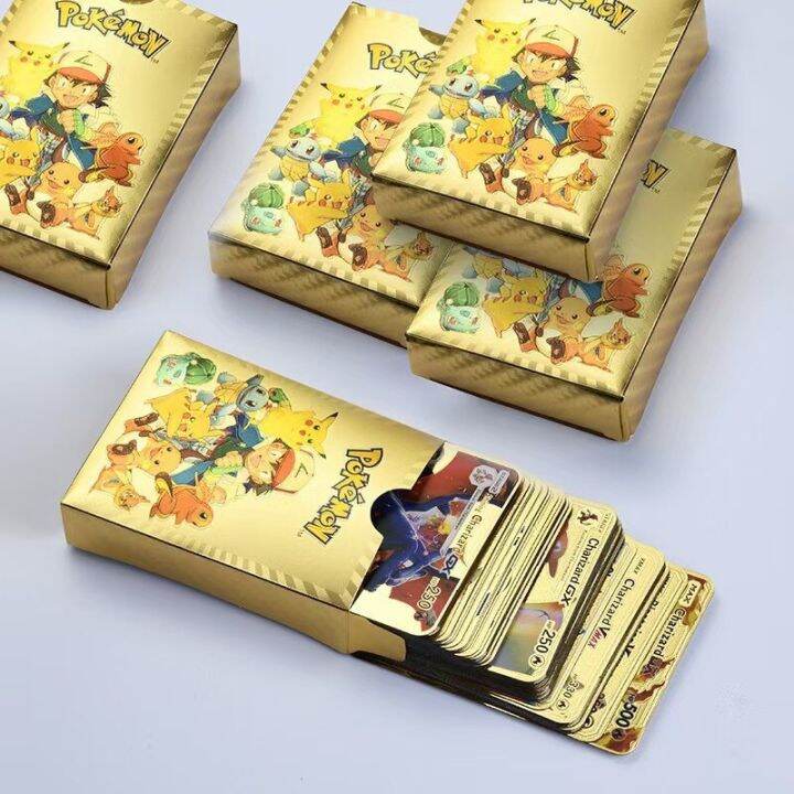 55Pcs Pokemon Cards Metal Texture Card Plated Ultra Rare Collection ...