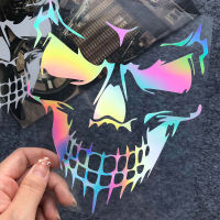 Skull Head Reflective Rainbow Car Stickers Hood Side Door Motorcycle Motorbike Scooter Body Window Decorative Decals