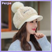 PERPE ตุ๊กตานุ่มๆ หมวกยอดแหลม นุ่มนุ่มๆ ขนสัตว์หนา faux หมวก visors แฟชั่นสำหรับผู้หญิง สีทึบทึบ หมวกฤดูหนาวหมวก ผู้หญิงผู้หญิงผู้หญิง