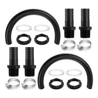 Replacement Spare Parts Accessories 2 Rain Butt Connection Set 25 mm Rain Butt Connector with HoseClamps IBC Barrel Connector for Rainwater (50 Cm)