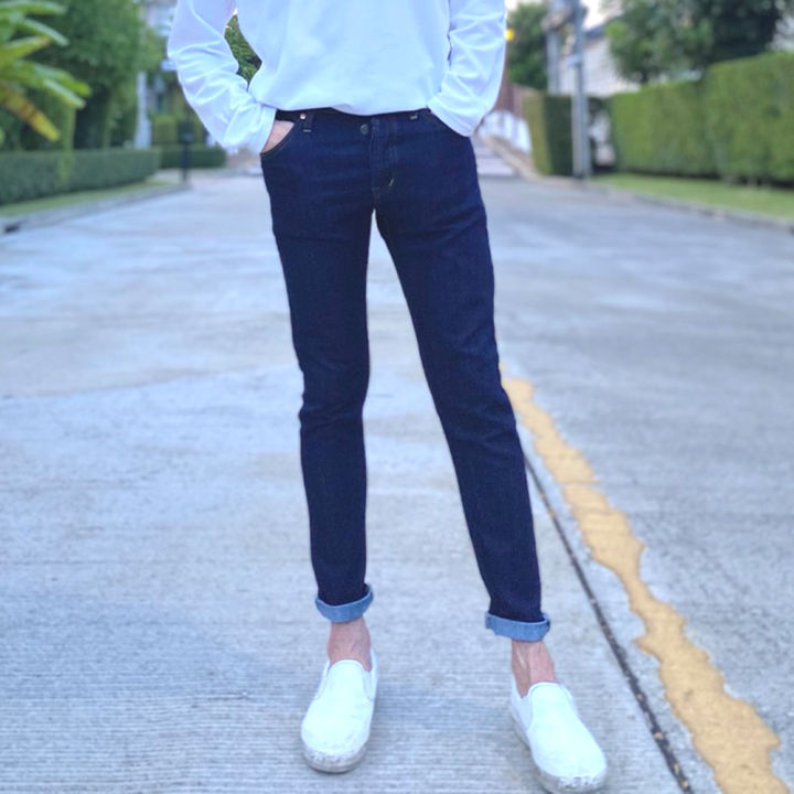 golden-zebra-jeans-กางเกงยีนส์ชายผ้ายืดสีน้ำเงินขาเดฟไซส์เล็กไซส์ใหญ่